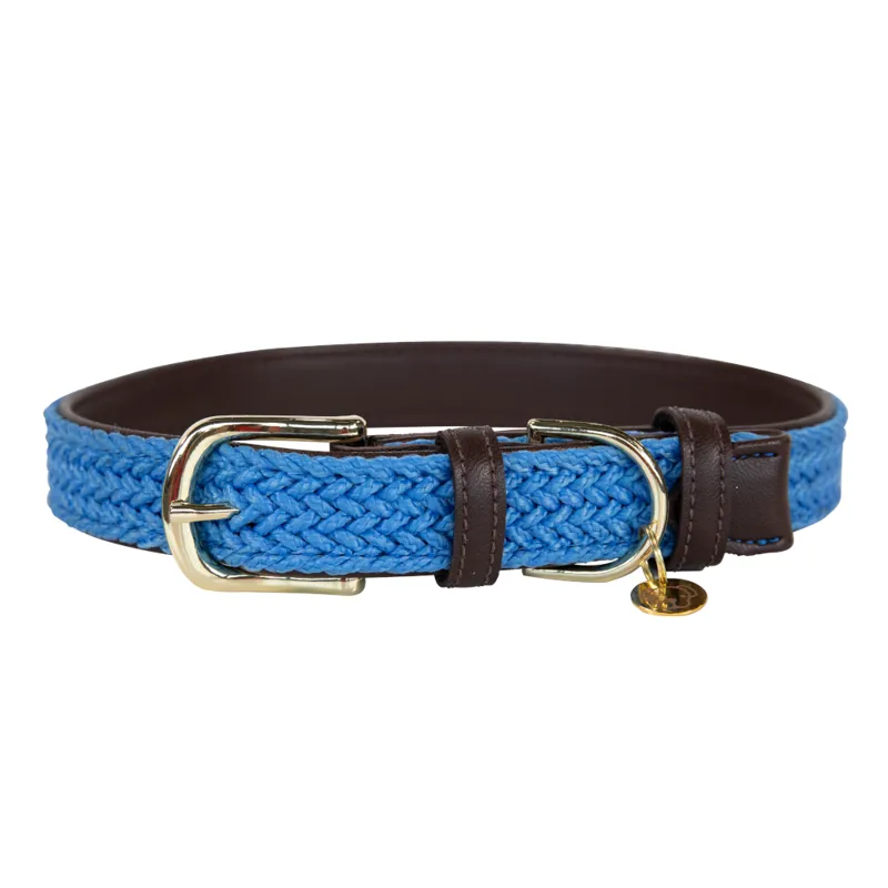 Kentucky Plaited Nylon Dog Collar Light Blue