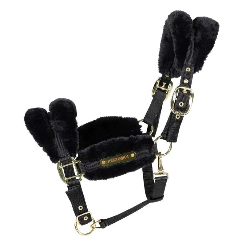Kentucky Sheepskin Nylon Head Collar Soft Black
