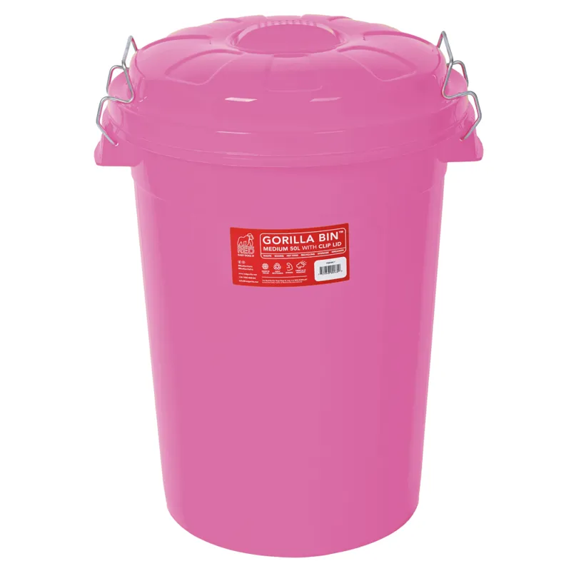 Gorilla Bin with Clip Lid 50L - Pink