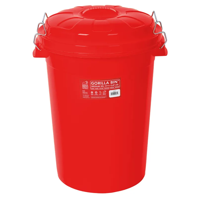 Gorilla Bin with Clip Lid 50L - Red