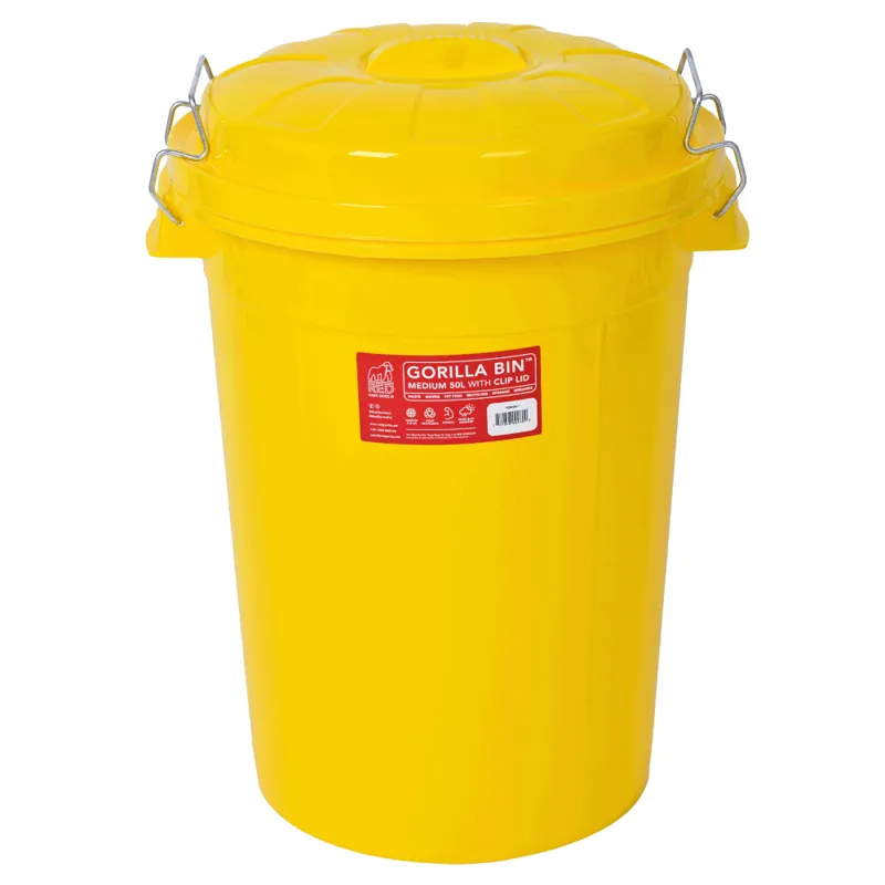 Gorilla Bin with Clip Lid 50L - Yellow