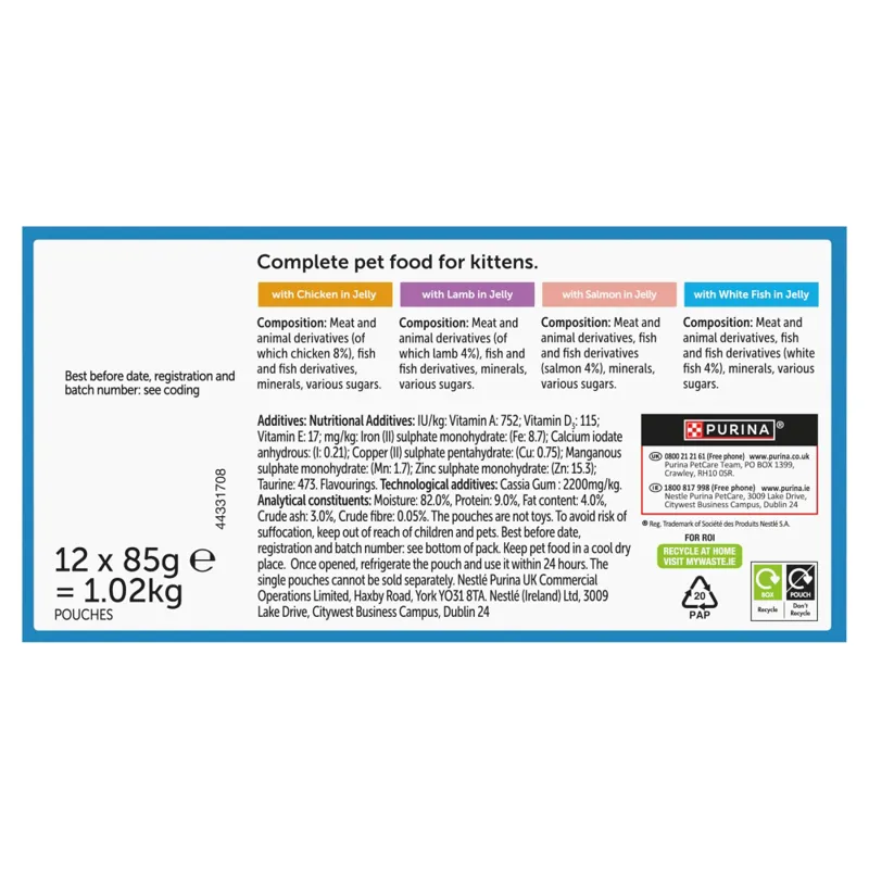 Felix Original Pouches Kitten Mixed Selection in Jelly Wet Cat Food 12x85g-1