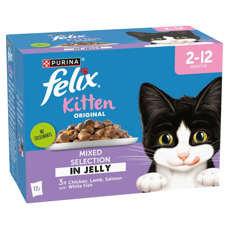 Felix Original Pouches Kitten Mixed Selection in Jelly Wet Cat Food 12x85g