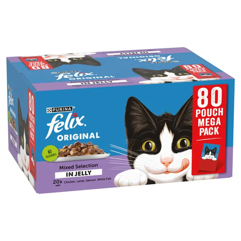 Felix Original Pouches Mixed Selection in Jelly Wet Cat Food 80x85g