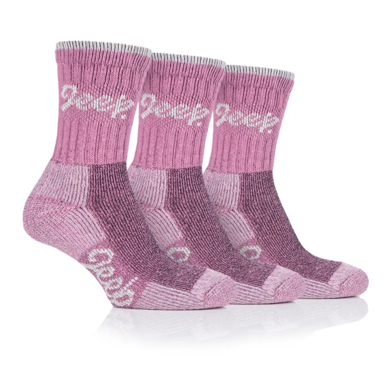 Jeep Ladies Luxury Boot Socks Rose/Cream - 3 pack