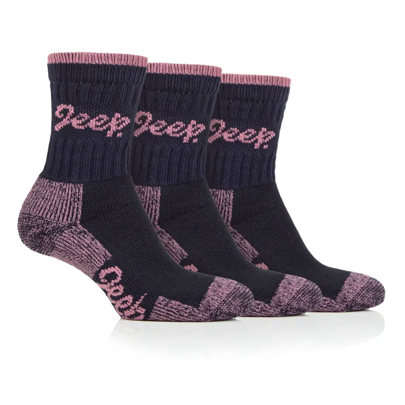 Jeep Ladies Luxury Boot Socks Navy/Rose - 3 pack