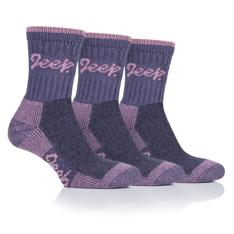 Jeep Ladies Luxury Boot Socks Purple/Rose - 3 pack