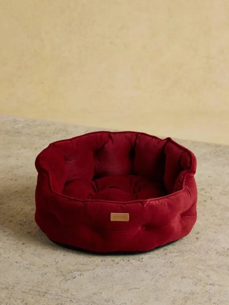 Joules Chesterfield Dog Bed Burgundy
