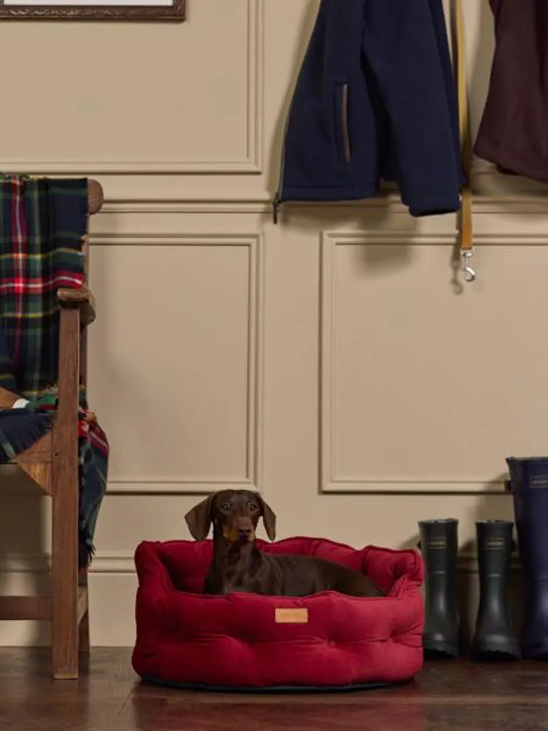 Joules Chesterfield Dog Bed Burgundy-2