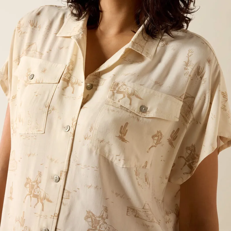 Ariat Ladies Badlands Shirt Turtledove Ranchscape-3