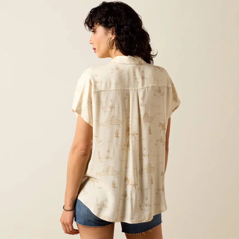 Ariat Ladies Badlands Shirt Turtledove Ranchscape-1