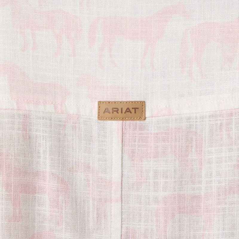 Ariat Ladies Rudford Shirt Icy Pink Horse Print-3