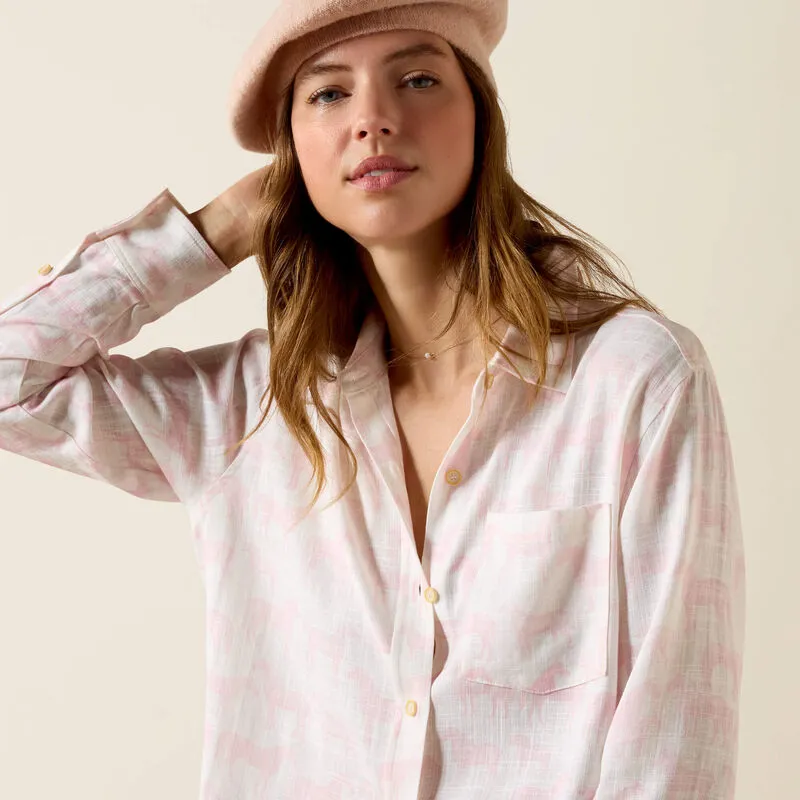 Ariat Ladies Rudford Shirt Icy Pink Horse Print-4
