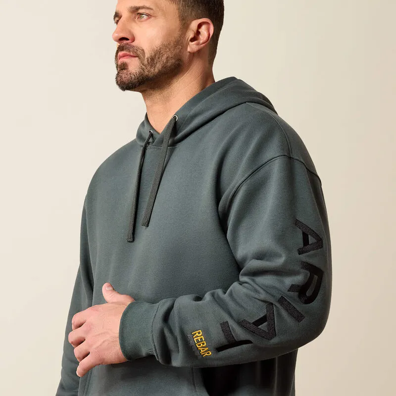 Ariat Mens Rebar Workman Graphic Hoodie Steel Green/Black-3