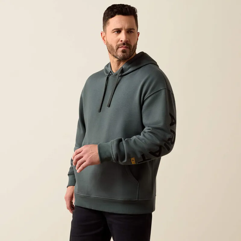 Ariat Mens Rebar Workman Graphic Hoodie Steel Green/Black