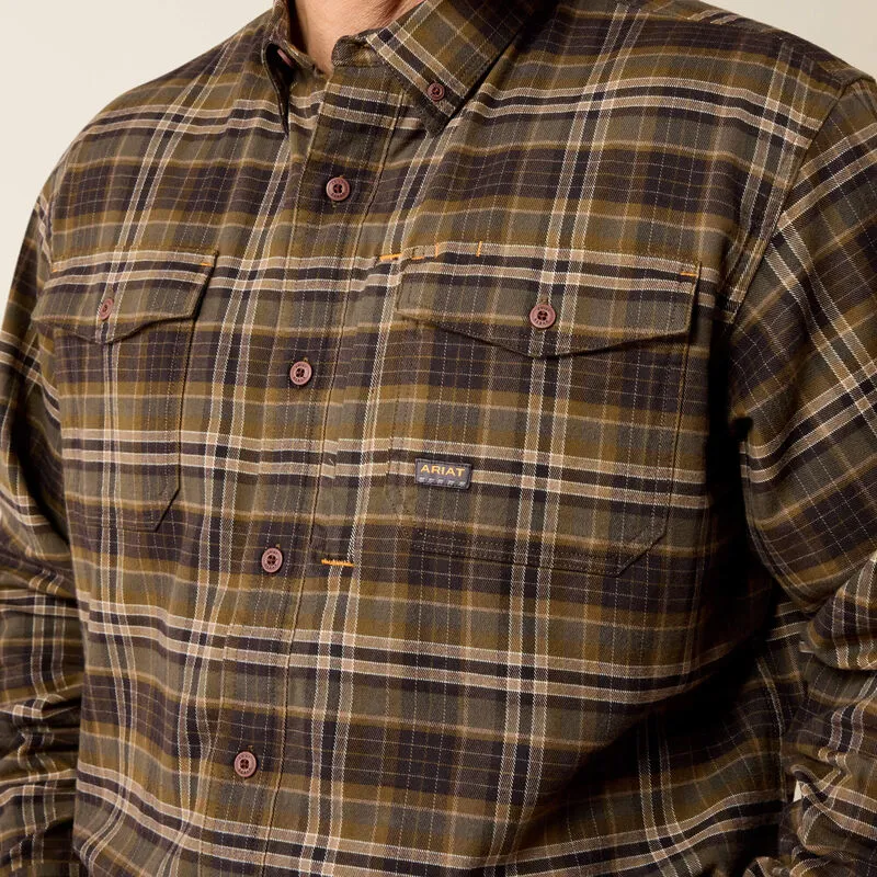 Ariat Mens Rebar Flannel Durastretch Work Shirt Earth-3