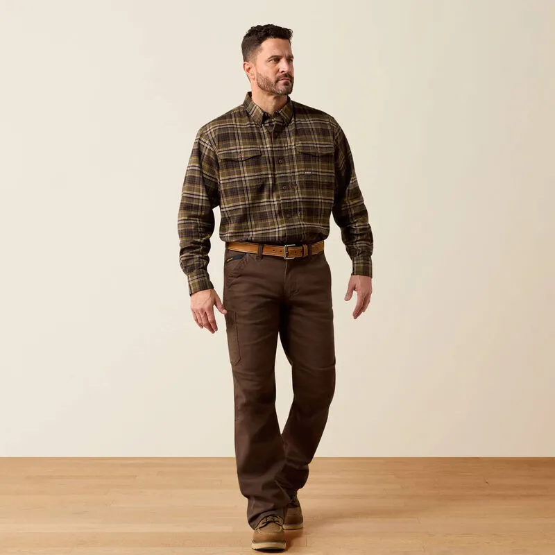Ariat Mens Rebar Flannel Durastretch Work Shirt Earth-2