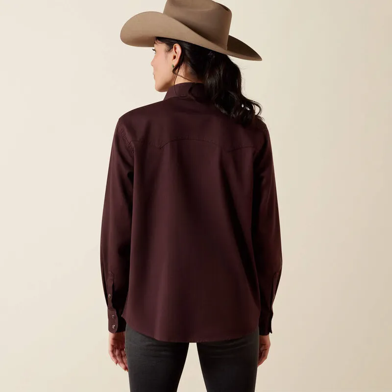 Ariat Ladies Earthbound Western Snap Shirt Chocolate Plum-1