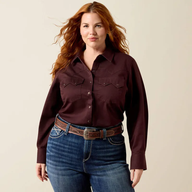 Ariat Ladies Earthbound Western Snap Shirt Chocolate Plum-3