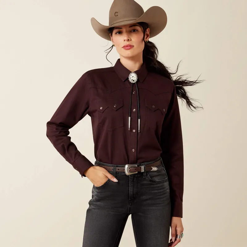 Ariat Ladies Earthbound Western Snap Shirt Chocolate Plum