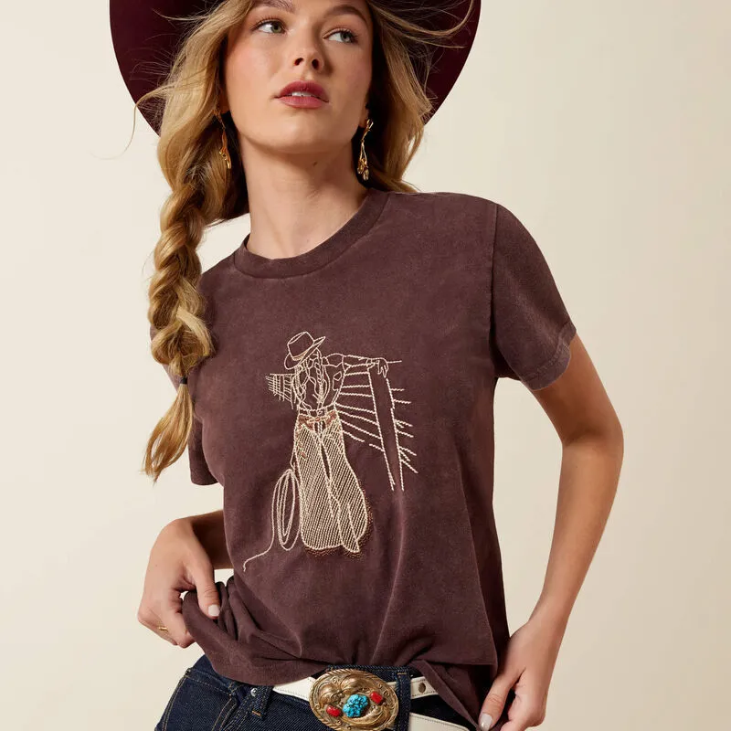 Ariat Ladies Rebel With A Cause T-Shirt Chocolate Plum-3