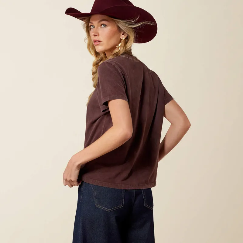 Ariat Ladies Rebel With A Cause T-Shirt Chocolate Plum-1