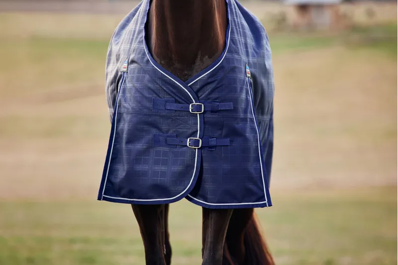 Weatherbeeta ComFiTech Prelim Turnout Rug Standard Neck 220g Navy Embossed Plaid-2
