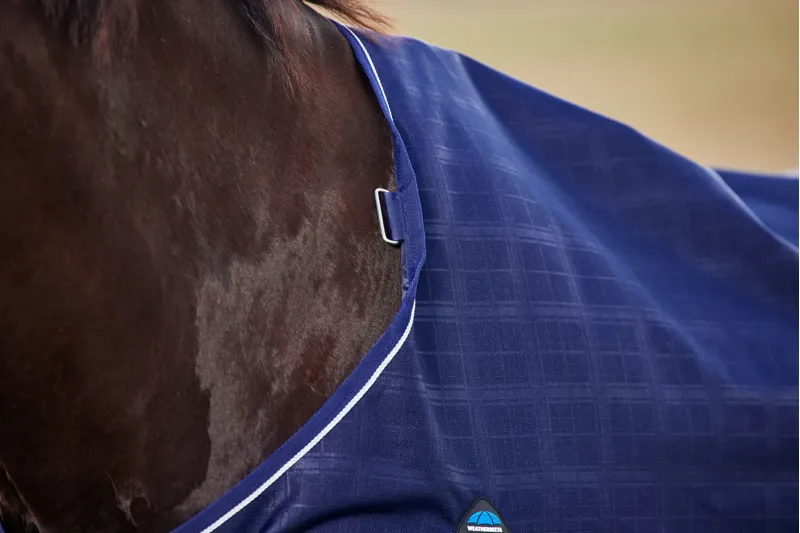 Weatherbeeta ComFiTech Prelim Turnout Rug Standard Neck 220g Navy Embossed Plaid-3