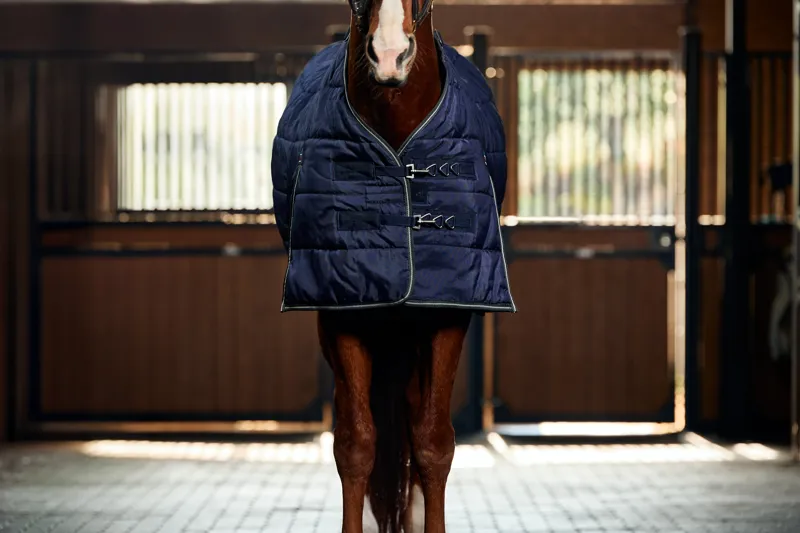 Weatherbeeta ComFiTech PP Channel Quilt Stable Rug Detach-A-Neck 220g Navy/Charcoal-2