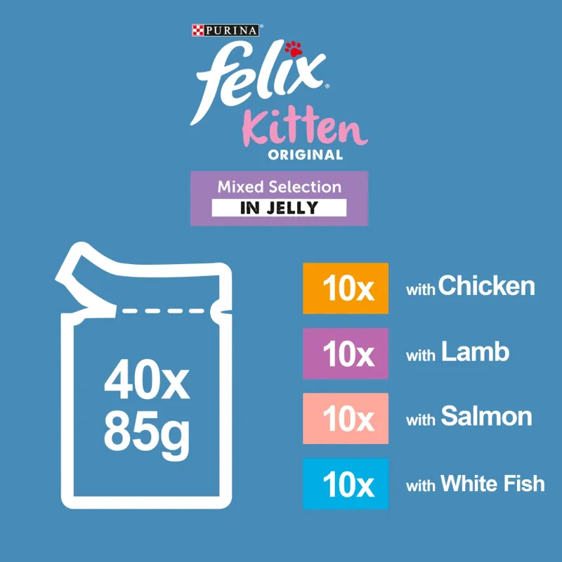 Felix Original Kitten Mixed Selection in Jelly Wet Cat Food 40x85g-3