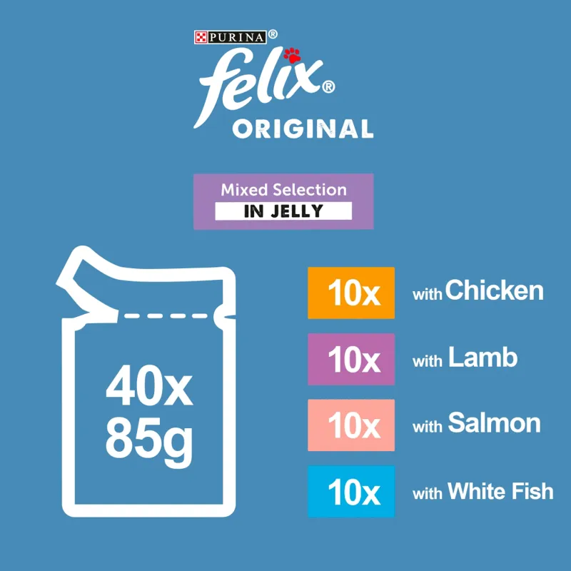 Felix Original Senior 7+ Mixed Selection in Jelly Wet Cat Food 40x85g-3