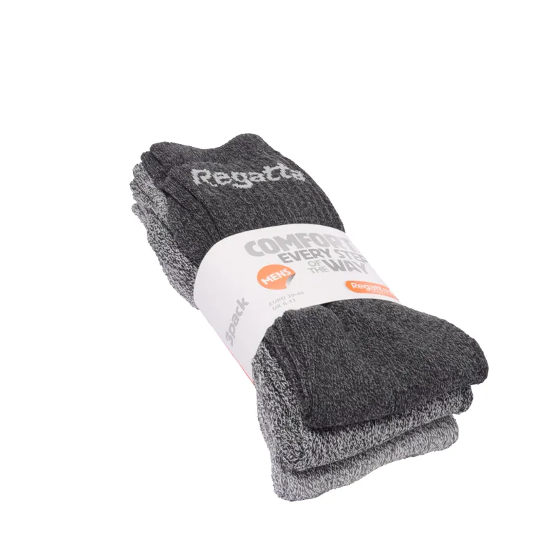 Regatta Mens 3 Pack Socks Dark Grey Marl 6-11-1