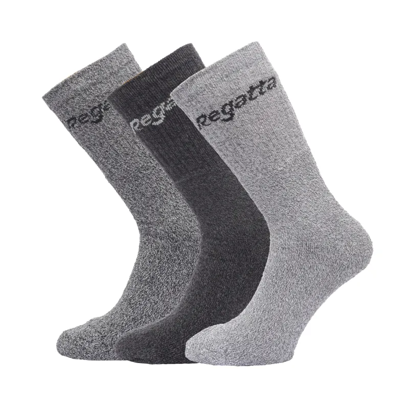 Regatta Mens 3 Pack Socks Dark Grey Marl 6-11