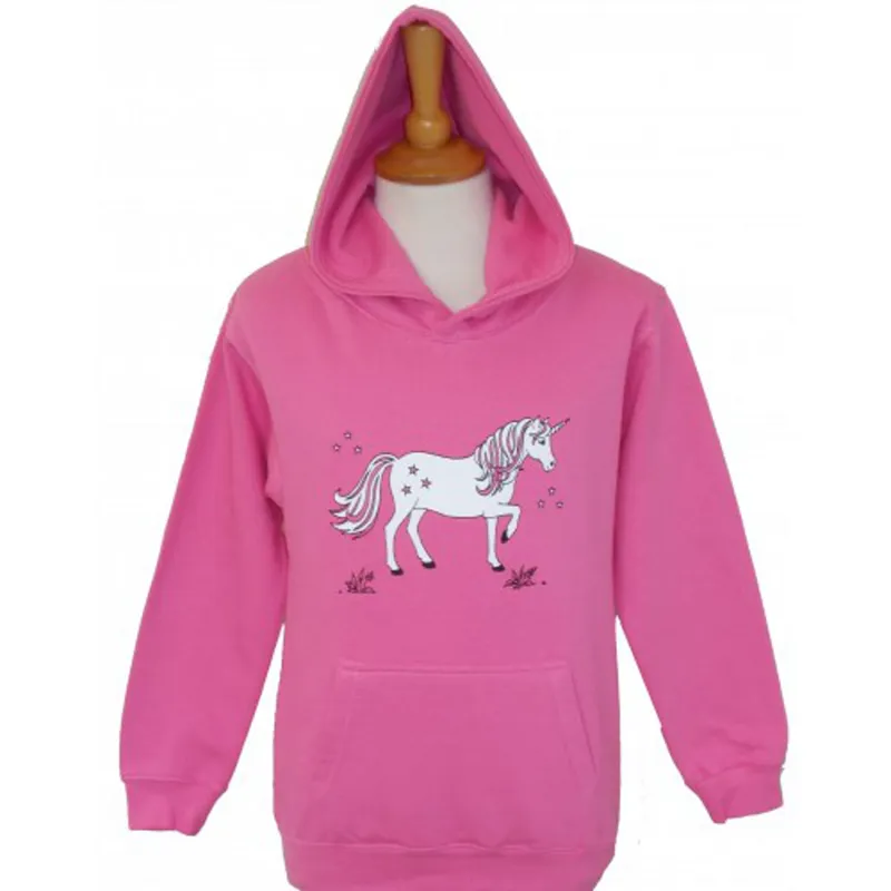British Country Collection Childrens Unicorn Printed Hoodie Pink