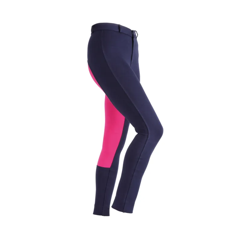 Shires Childrens Wessex Two Tone Jodhpurs Navy/Pink
