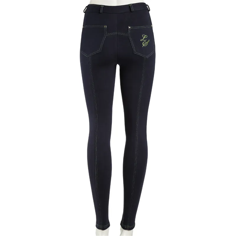 Legacy Equestrian Junior Contrast Stitch Jodhpurs Navy/Green