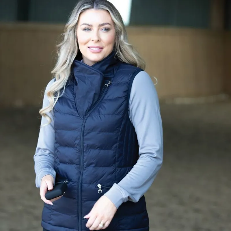Equetech Ladies Inferno Asymmetrical Heated Gilet Navy-2