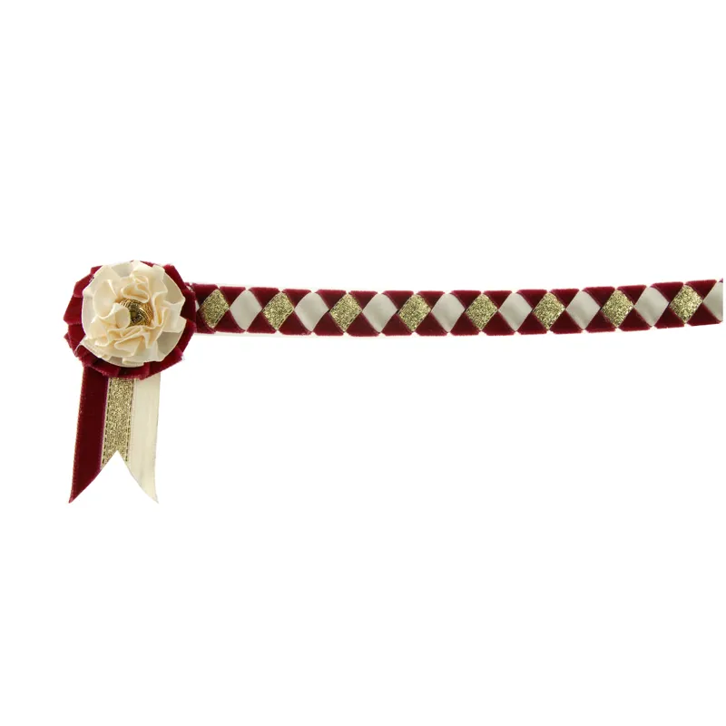 Show Quest Newport Browband Burgundy/Cream/Gold