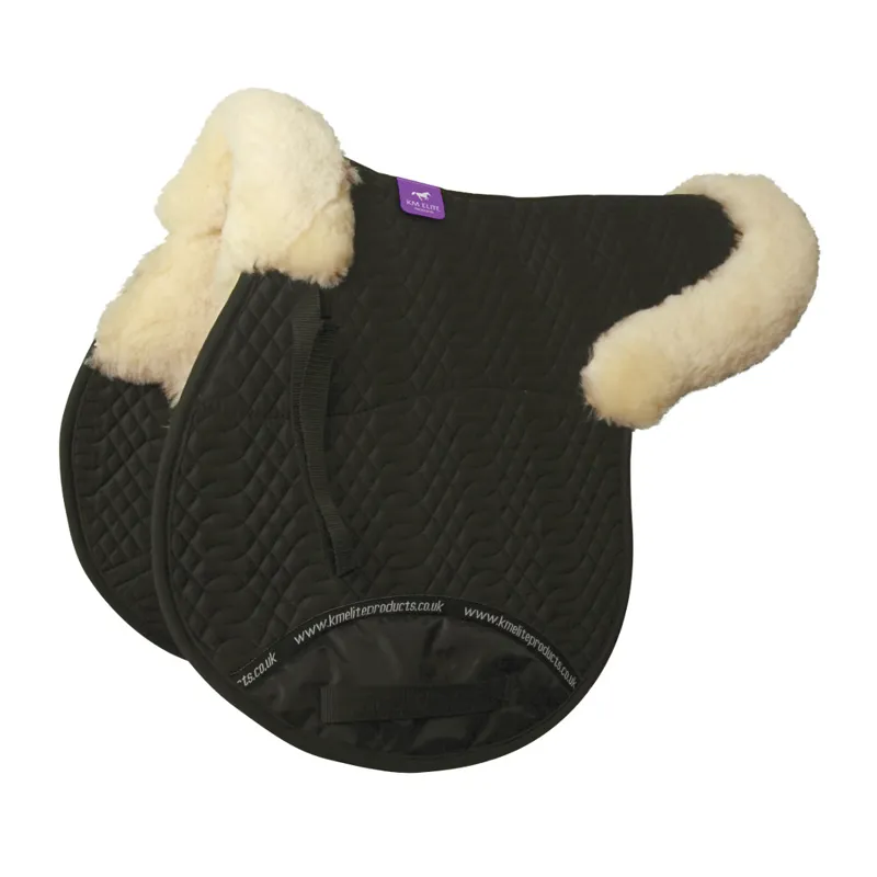 KM Elite Rolled Edge General Purpose Sheepskin Numnah Black