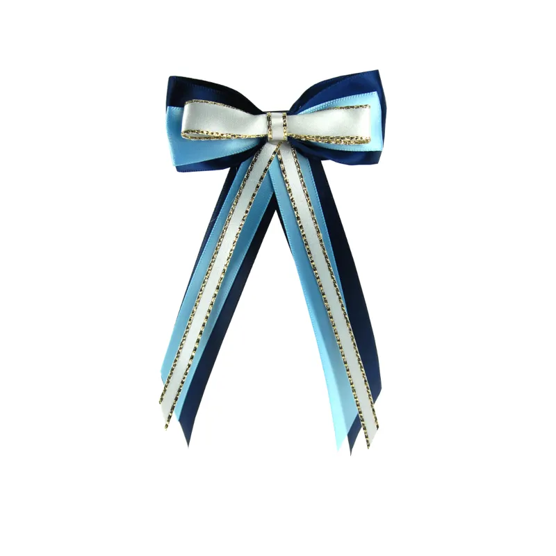 Show Quest Hairbows and Tails Navy/Pale Blue/Silver