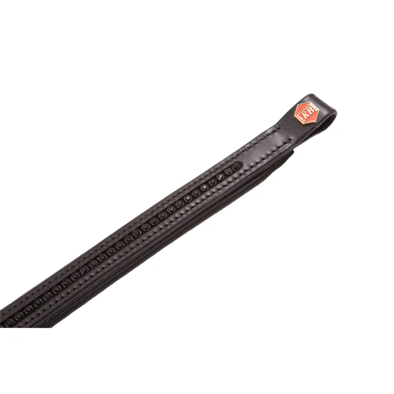 Albion KB Browband Black Calf Padded Black Swarovski Crystal