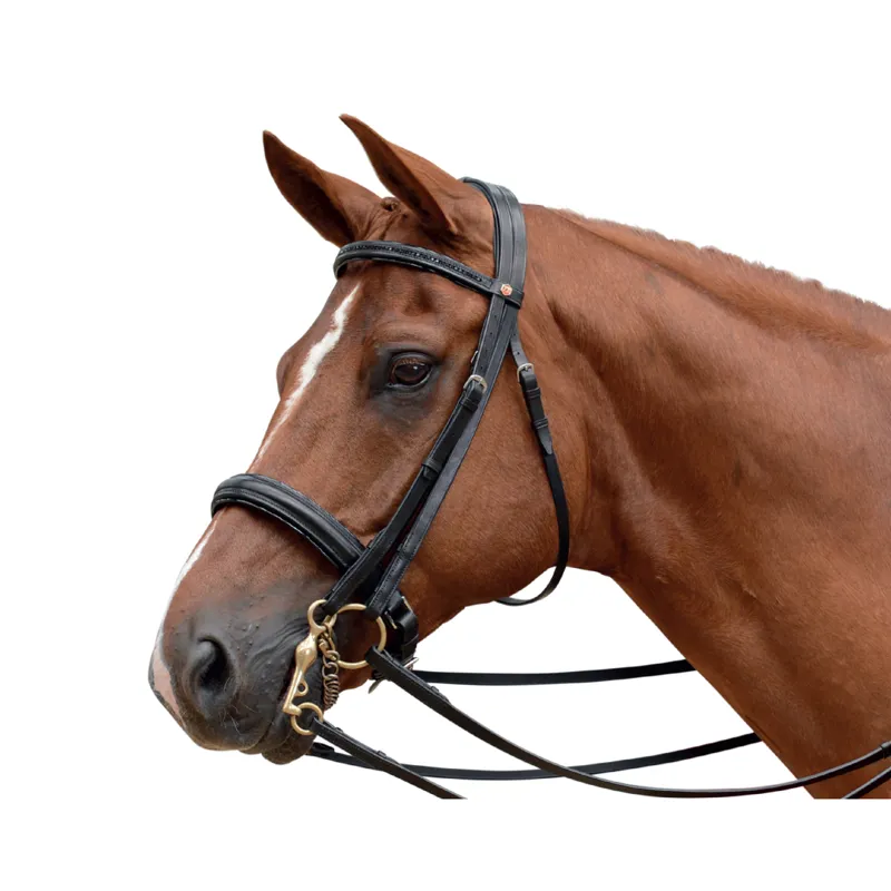Albion KB Competition Weymouth Crank Cavesson Bridle with Swarovski Browband Black