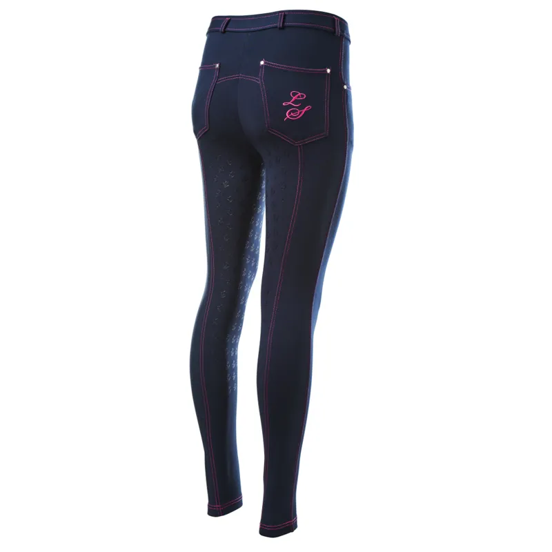 Legacy Equestrian Ladies Silicone Breeches Navy/Raspberry
