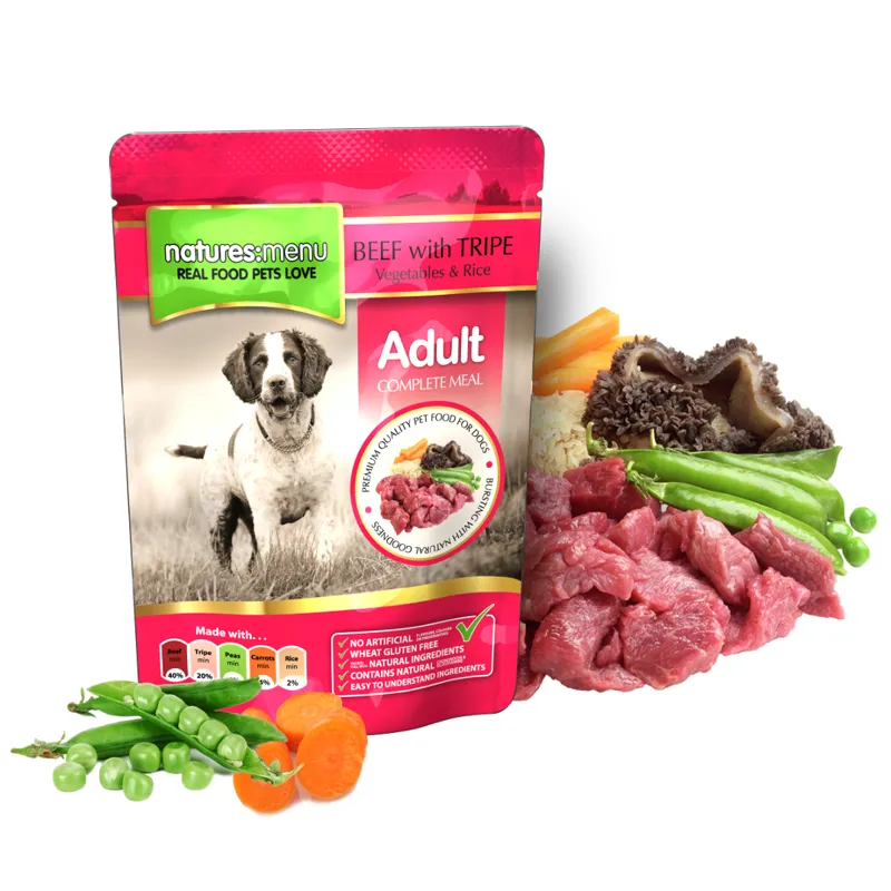 Natures Menu Dog Pouch Beef and Tripe 300g