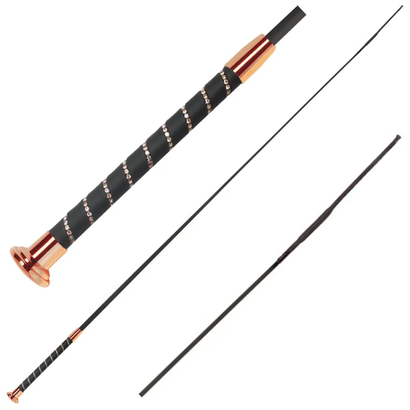 Fleck Silk Touch Crystal Dressage Whip Black/Rose 110cm