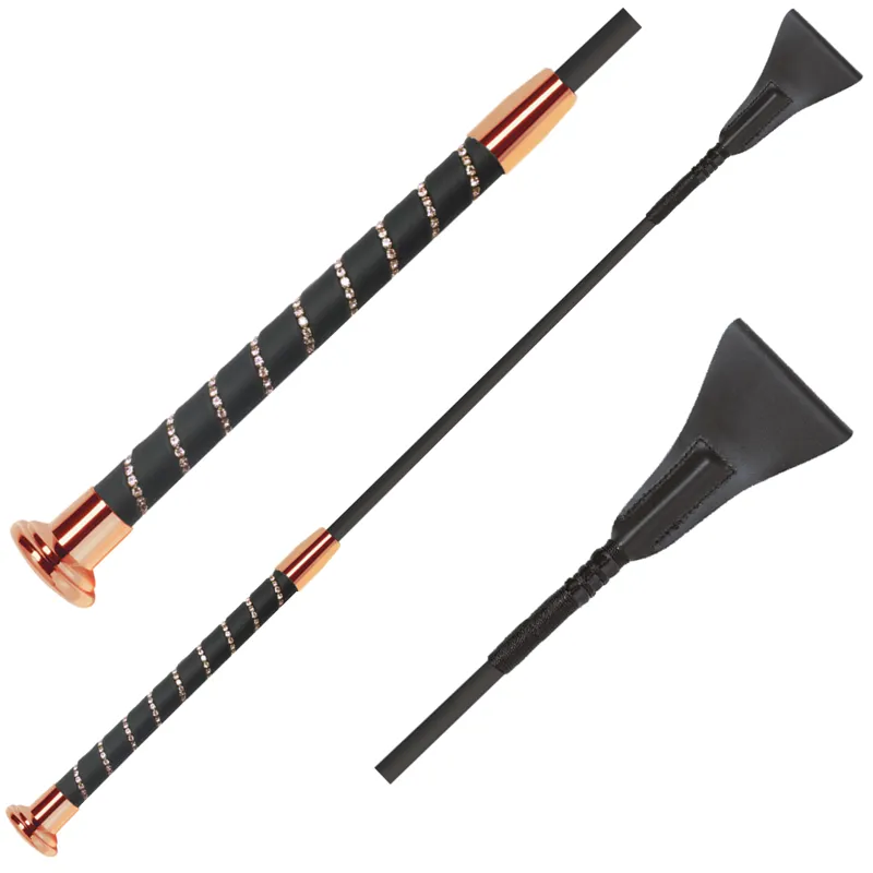 Fleck Silk Touch Crystal Jump Whip Black/Rose 60cm