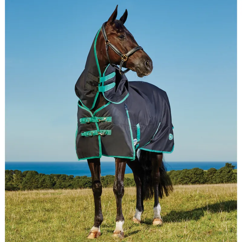 Weatherbeeta Green-Tec 900D Detach-A-Neck Medium Weight Turnout Rug Black/Bottle Green