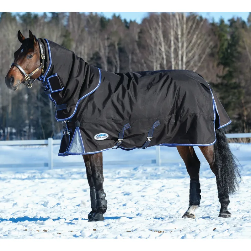 Weatherbeeta ComFiTec Ultra Cozi II Detach-A-Neck Medium Weight Turnout Rug Charcoal/Blue/White
