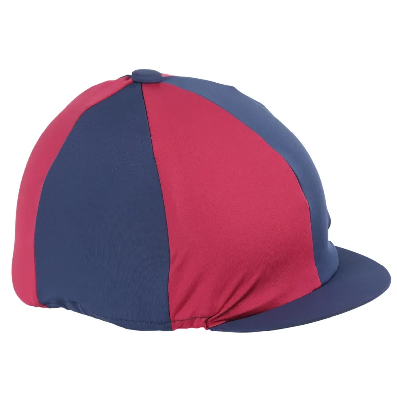 Shires Lycra Hat Cover Navy/Raspberry
