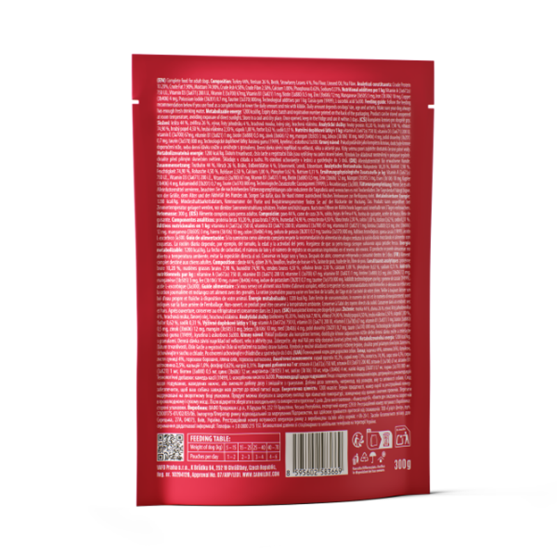 Carnilove Dog Pouch Turkey and Venison with Strawberry Leaves 300g-1